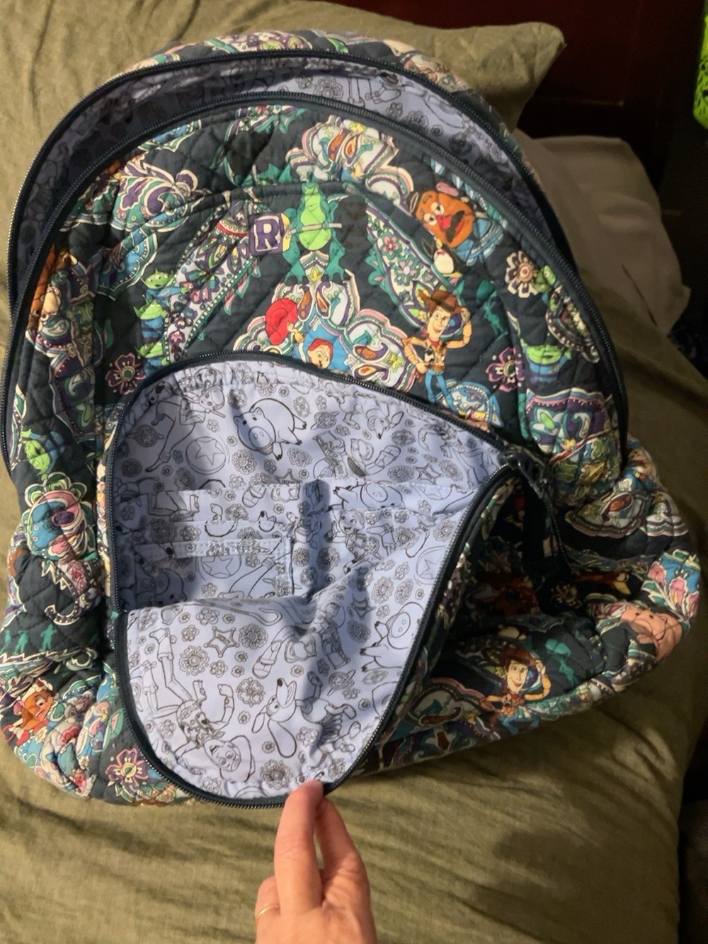 Vera Bradley Navy Quilted Backpack with Multicolor Paisley Motif - Picture 2 of 6